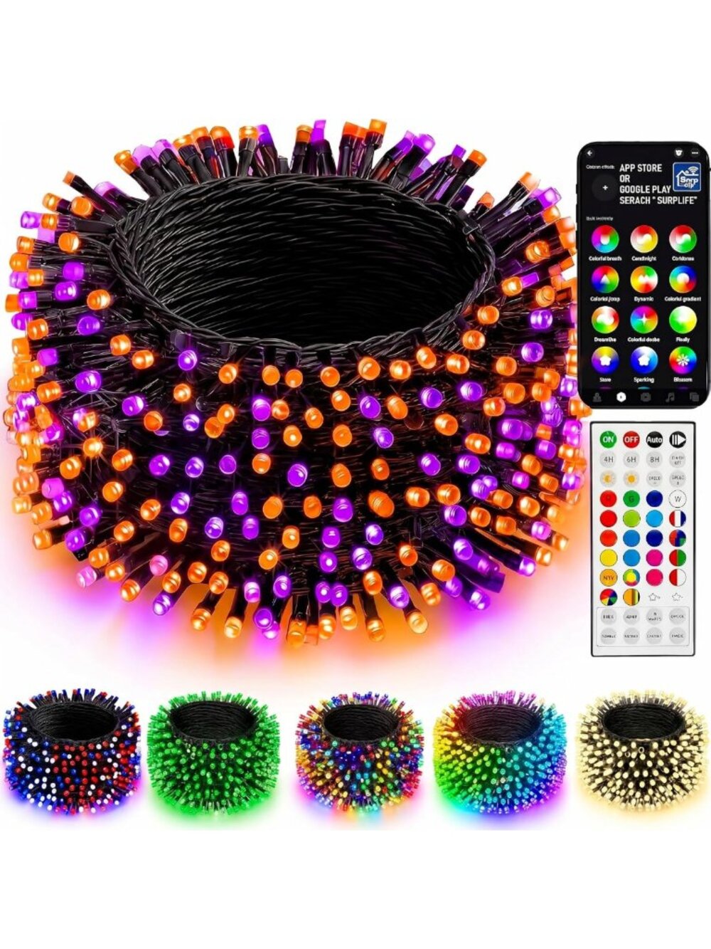 66FT 200 LED Smart Color Changing String Lights for Christmas & Halloween Decor